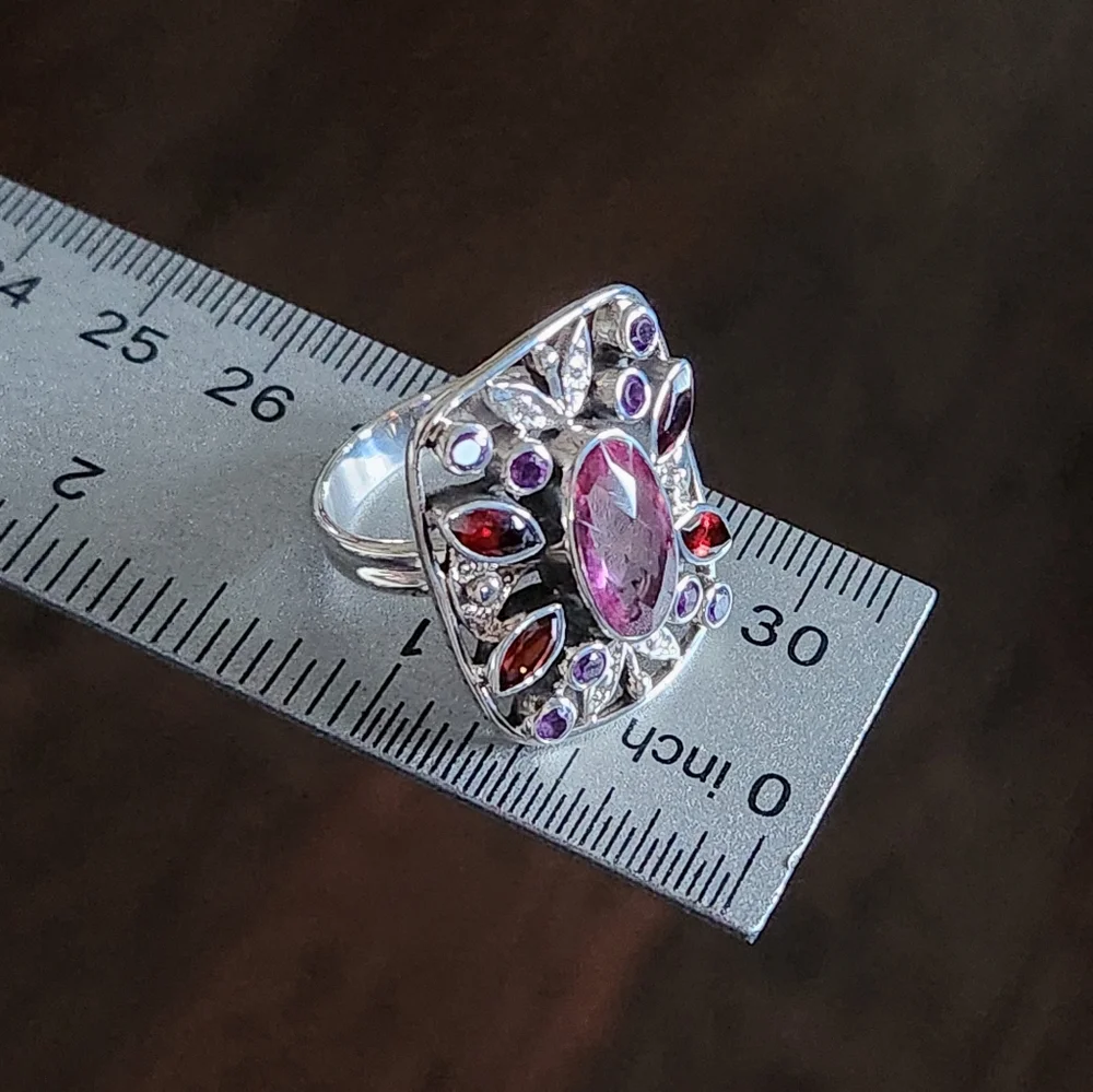 Nicky Butler 925 Sterling Silver Pink Quartz Garnet Designer Gemstone Ring NWT
